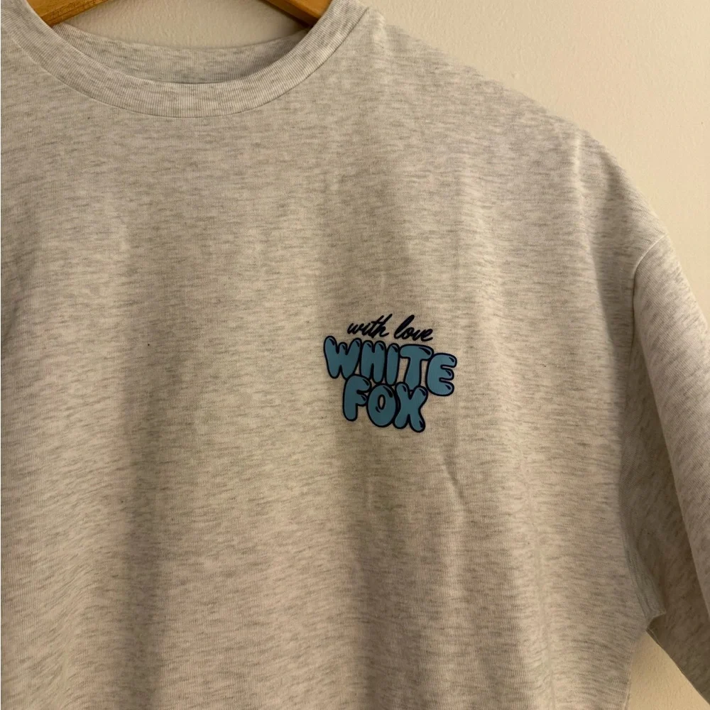 White Fox Boutique With Love Always Oversized Tee Grey Marle 100% Cotton - Picture 13 of 14